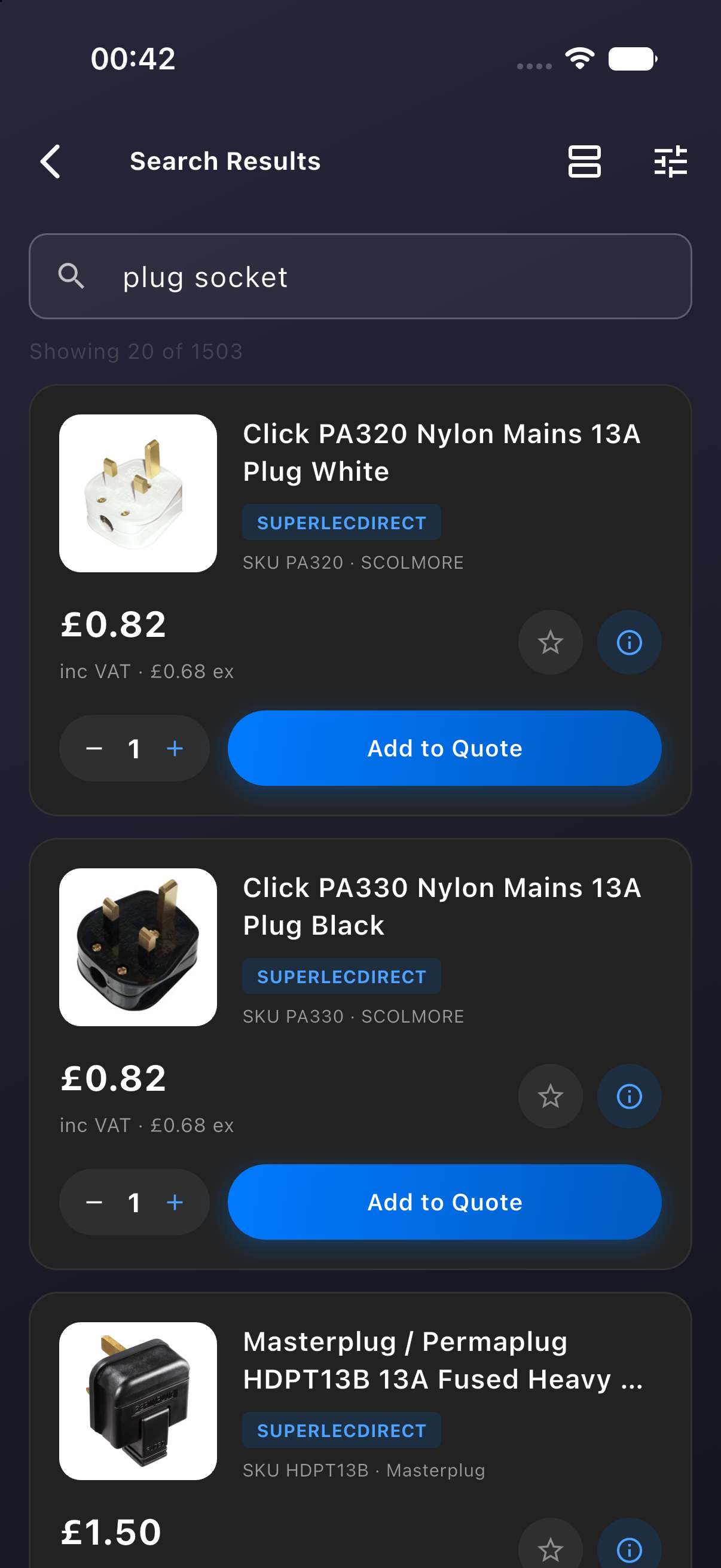 Live Material Search